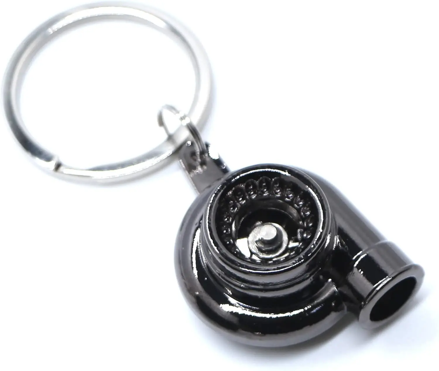 Metal Body EDC Gear Keychain with Spin Function, Durable Automobile Turbo Turbine Replica, Double Ring Fashion Collectible Accessory for Car Enthusiasts, Turbo Keychains, Collectibles, D Shape, Rotatable, Solid, Unisex, Compact Size, Everyday Carry, Car‑F