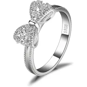 14k White Yellow Rose Gold Plated 925 Sterling Silver Rings for Women, Cubic Zirconia Promise Rings for Her, Stackable Wedding Bands Rings for Women Infinity Forever Love Knot Ring