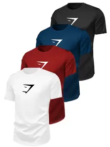 Sporty Stylish Logo T-Shirt, Casual Sporty Top, Comfortable Breathable Fabric for Gym & Daily Wear, Available in Four Basic Colors
