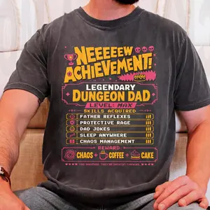 Comfort Colors Legendary Dungeon Dad Y2k Graphic Tee, New Achievement Fathers Day Dungeon Crawler Carl DCC Unisex T-Shirt - Perfect Gift for Fans