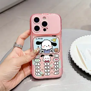Sanrio Pochacco Phone Model Pattern Case for iPhone 16/15/14/13/12/11 Pro Max/x/XR/xsmax/8/16 Plus, Flip Mirror Back Cover, Protection