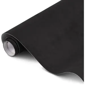 Arespark Black Suede Fabric Wrap, Self-Adhesive Car Interior Sticker, Stretchable Microfiber Suede Film, Premium Synthetic Leather Wrap for Automotive Interior Decoration Home DIY Decor(17in x 70in)