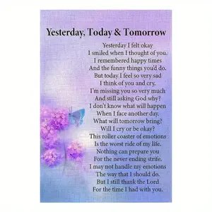 1pc Memorial Garden Flag 12x18 Inch, Double-Sided Burlap with Purple Butterflies & Floral Design, "Thank God for the Time Spent with You" - Outdoor Cemetery or Yard Remembrance Decor