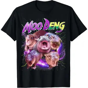 Cotton Graphic Tees Streetwear Gifts Moo Deng Hippo Baby Pygmy T-Shirt