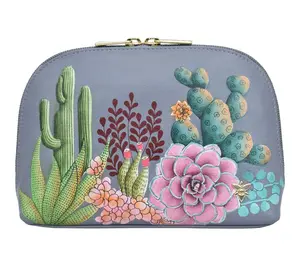 Anushcka Painted Leather Large Cosmetic Pouch