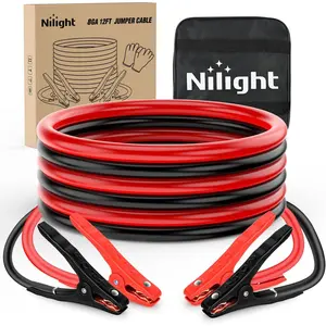Nilight 8 Gauge 12 FT Tangle-Free Car Battery Jumper Cables, Heavy Duty 250A Peak 250A CCA Start Kit with Carrying Bag, for SUV, Sedan