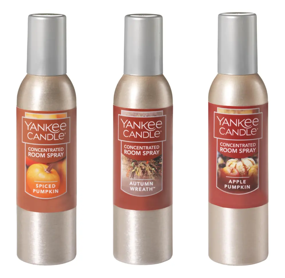 Yankee Candle Concentrated Aroma Scent Fragrance Room Spray, Harvest Bounty Variety Pack, Odor Eliminator for Home & Bathroom, 1.5 Oz (Pack of 3), Burst