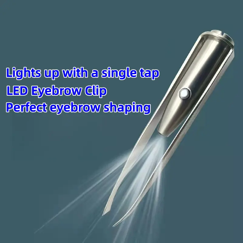 LED Light Eyebrow Tweezers, Odorless Stainless Steel Precision Hair Removal Tool, Smart Design, Portable Compact Makeup Tools Tweezer, No Battery Required