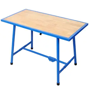 DONEXT Foldable Steel-Frame Workbench - Blue Wooden Panel Core Top, 660 lbs Load Capacity, 47.20in L x 24.50in W x 32.00in H, 52.80 lbs Weight, Doubles as Packing Table, Space Optimization Compact Setup for Garage Workshop