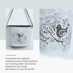"nurture & Bloom" Half-Circle Wall-Mounted Planter, Creative Vintage Style, Hemp Rope Included, Perfect for Indoor/outdoor Decor, Bird Design, Metal Planters