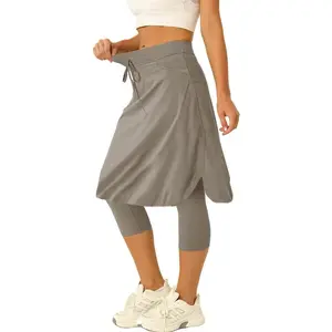 Beotyshow Women 20" Knee Length Tennis Skirt with Built in Legging Golf Skirts Skirted Legging with Pockets