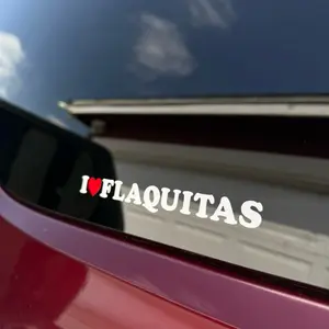 I Heart Flaquitas Window Vinyl Decal Sticker - White Text Design for Nalgonas Products