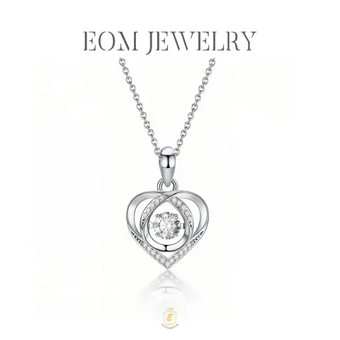 Moissanite Radiant Heart Pendant Necklace Silver-Plated Valentine's Day Wedding Engagement Anniversary Romantic Elegant Gift Daily Wear