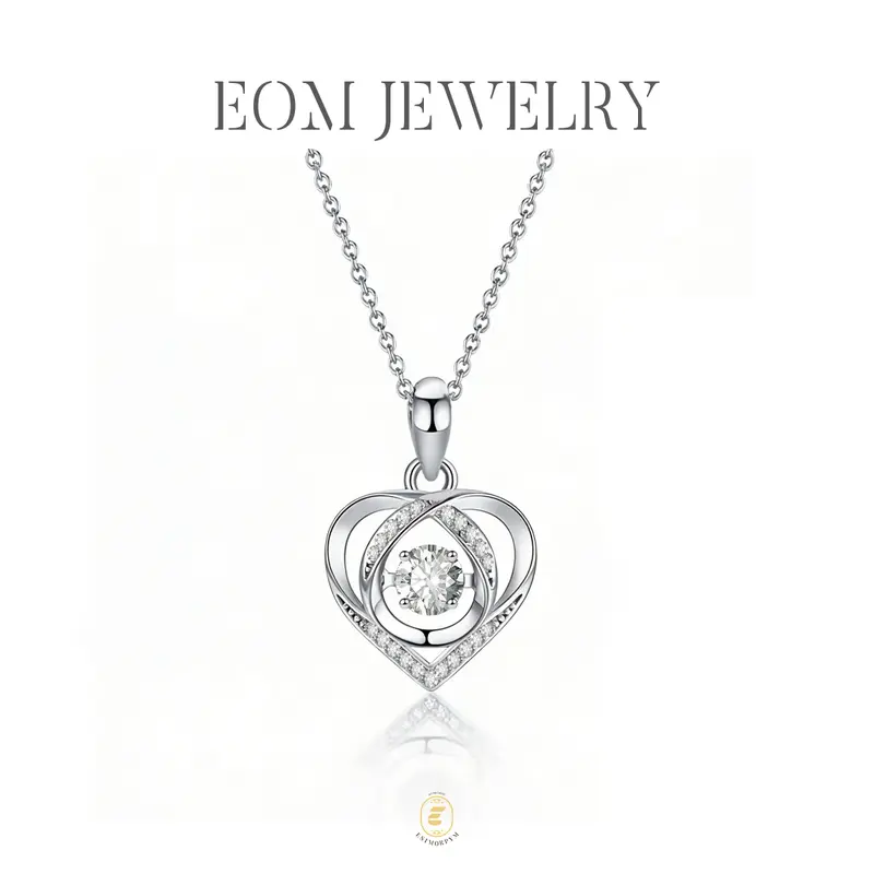 Moissanite Radiant Heart Pendant Necklace Silver-Plated Valentine's Day Wedding Engagement Anniversary Romantic Elegant Gift Daily Wear
