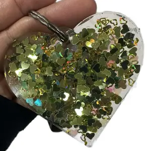 Resin Heart Glitter Keychain