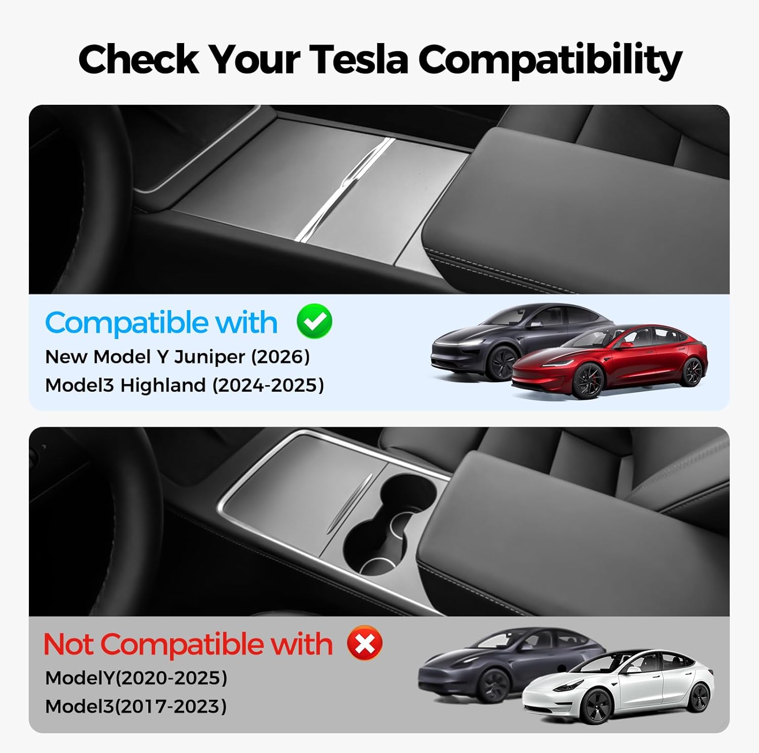 Custom Fit Molded Square Silicone Center Console Cover - Painted Clip-On Flip Top Protector for Tesla Model 3 Highland, Model Y Juniper, Durable, Anti-Scratch, Water Resistant Car Armrest Storage Accessory for Effective Interior Protection