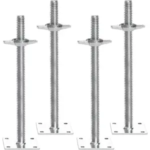VEVOR 4-Pack Adjustable Leveling Jacks, 18.2 In Adjustable Height & 3307lbs/1500kg Total Load Capacity Scaffold Jacks Feet, Solid Carbon Steel Screw Jacks for Baker-Style Scaffolding Equipment, Silver