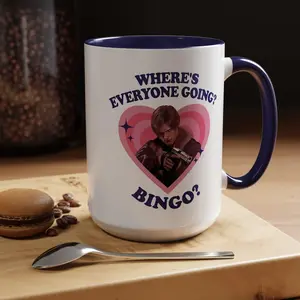 [SALE OFF - SHIP FROM US] Leon Kennedy Where's Everyone Going? Bingo? Mug, Leon Kennedy Accent mug, Leon Kennedy RE9 Mug