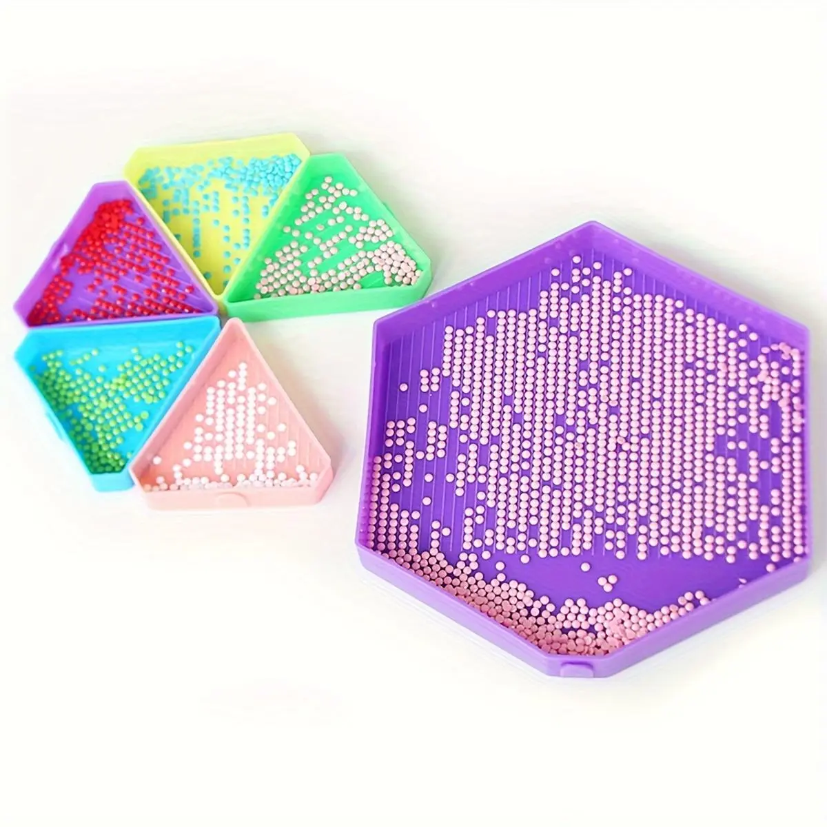 Hexagon Shaped Palette, 1 Set Large Capacity Diamond Art Painting Accessory Tray Kit, Diamond Pattern Design, DIY Handicraft Diamond Art Painting Tool for Home School Office, Christmas Gift, Diamond Art Tools