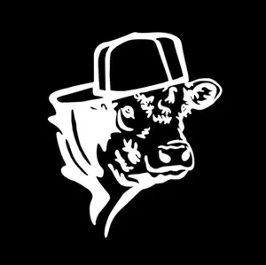 Cow with Backwards Hat Decal