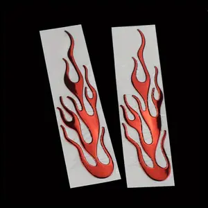 2PCS Universal Car Motorcycle 3D Flame Fire Reflective Sticker Reflective Vinyl Decal Cruiser Chopper Cafe Racer Old School Automotive