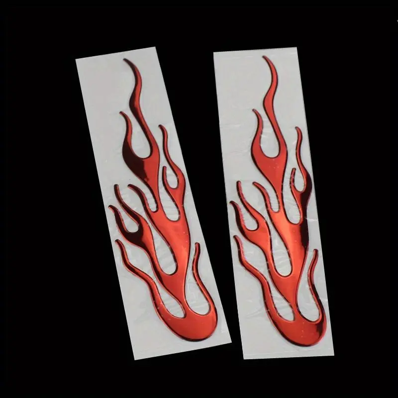2PCS Universal Car Motorcycle 3D Flame Fire Reflective Sticker Reflective Vinyl Decal Cruiser Chopper Cafe Racer Old School Automotive Car Accessories