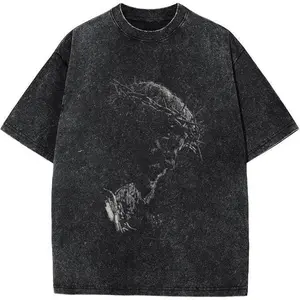 Oversize Jesus Acid Wash Shirt, Unisex God Tee, Christian Shirt, Streetwear Style women's and men's tops TikTokShop Black Friday