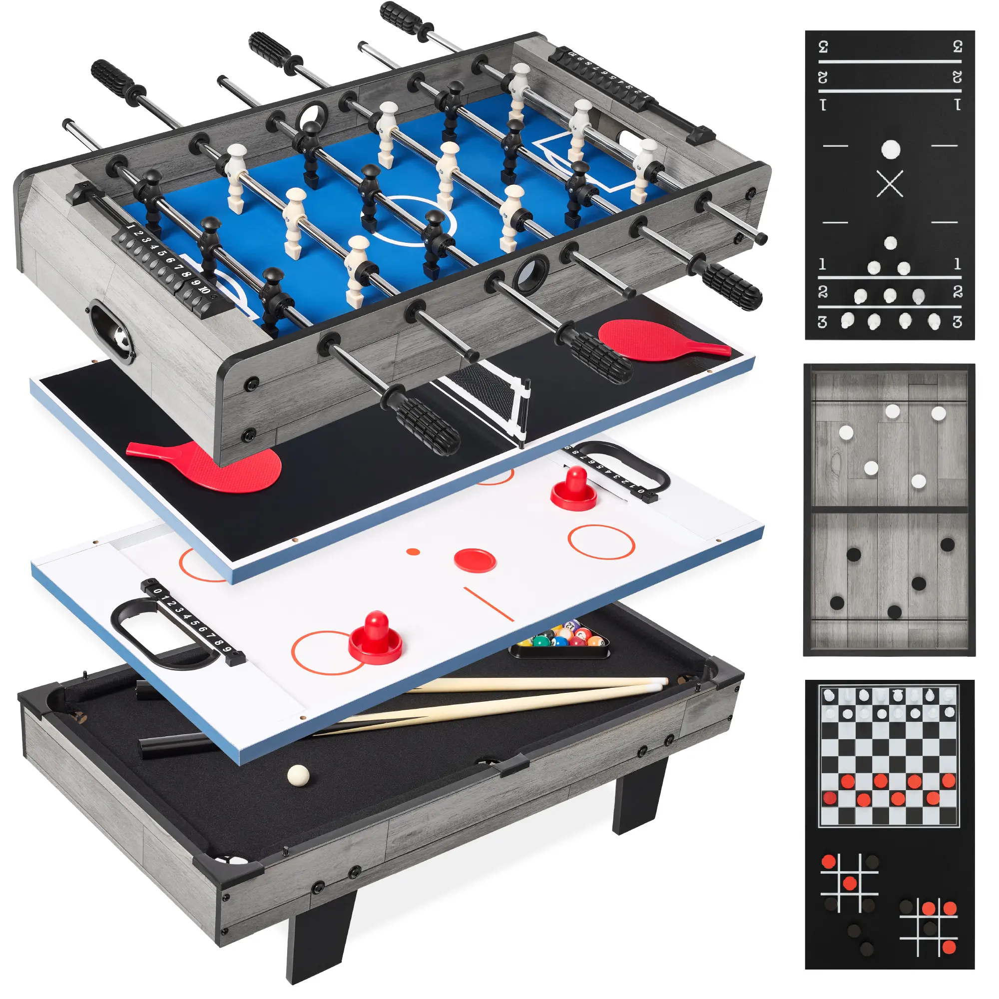 Best Choice Products 11-in-1 Kids Combo Game Set w/ Ping Pong, Foosball, Air Hockey, 5 Accessory Bags