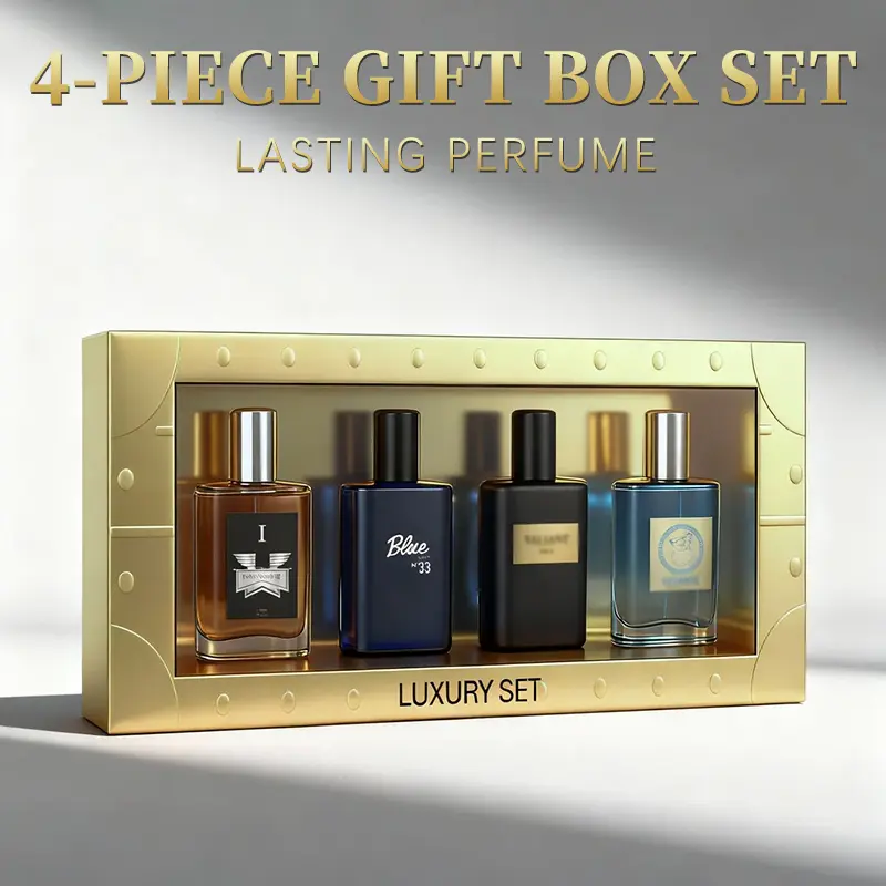 4-Piece Set, Men's Eau De Toilette Spray Gift Box, Long Lasting