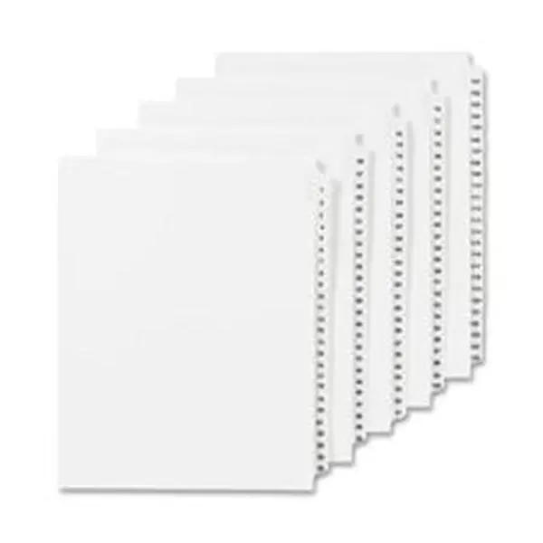 Numeric Divider, 15, Side Tab, 11 in. x 8.5 in., 25-PK, White