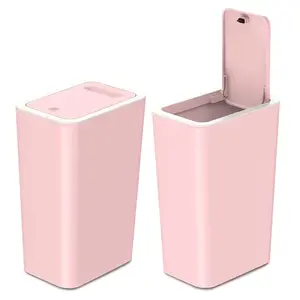 Pink Slim Space-Saving Trash Can with Press Top Lid, 15L 4 Gallon Cute Durable Plastic Garbage Bin for Kitchen, Bathroom, RV, Office, Small Container Wastebasket for Narrow Spaces (Pink)  2 Pack