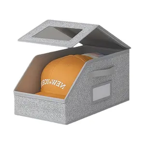 Hat Organizer for Closet & Bedroom, Stackable Baseball Cap Storage Box Holds Up to 24 Caps – Large Capacity Foldable Cardboard Toy & Hat Storage Solution, Dustproof & Space Saving – HomeOrganization ，StorageSolution