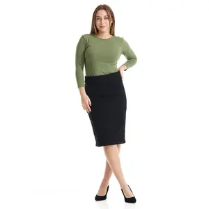 Black Knee Length Modest Denim Skirt 'Boston'