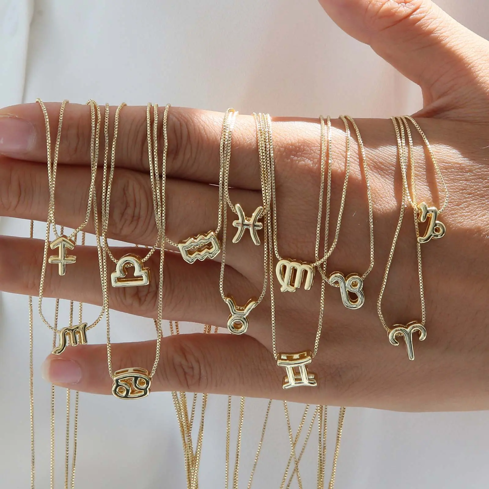 Bubble smooth twelve constellation necklace box chain 17.71in girls daily jewelry