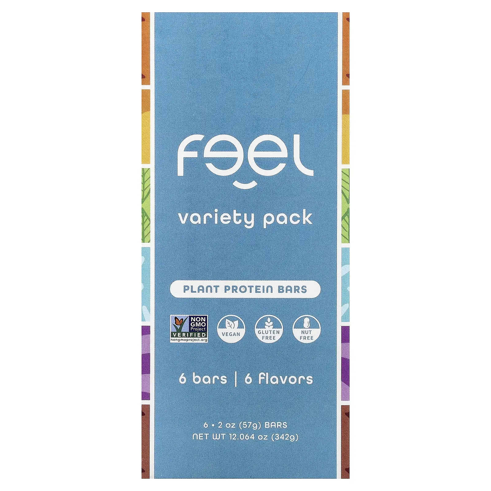 The Feel Bar Plant Protein Bars, Variety Pack, 6 Bars, 2 oz (57 g) Each