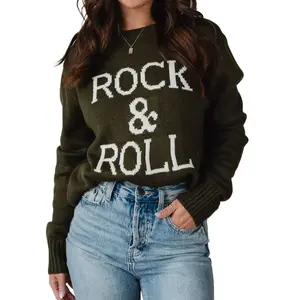 Rock & Roll Olive Sweater Casual Breathable Knit Knitwear