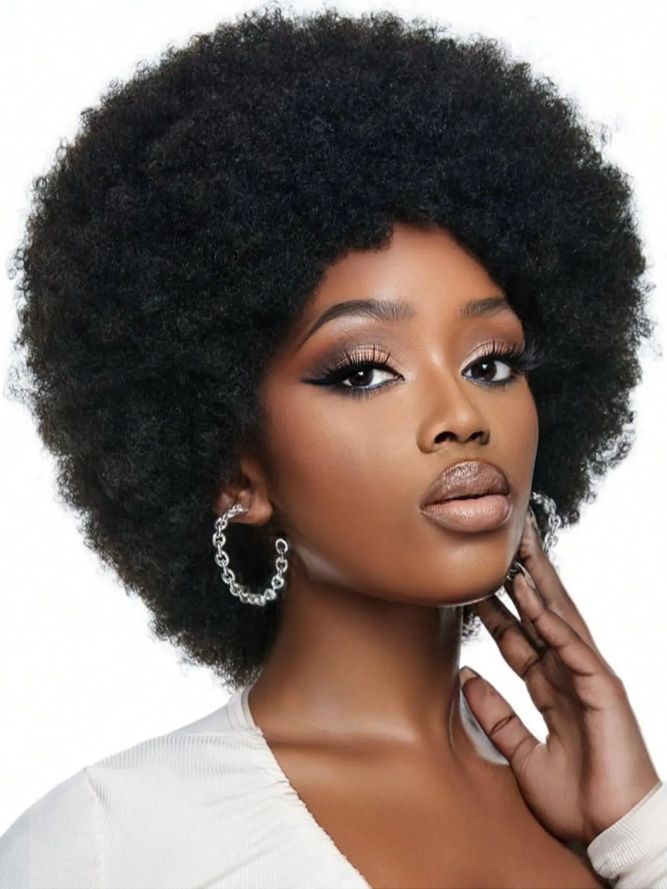 1 Piece 10 Inch Afro Kinkys Wigs, Short Kinky Curly Wigs without Bangs for Women, Fluffy and Bouncy Mixed Afro Curly Wigs for Daily Party Use, Synthetic Wigs, Synthetic Curly Hair, Natural Looking Wig, Deep Curly Wig