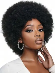 1 Piece 10 Inch Afro Kinkys Wigs, Short Kinky Curly Wigs without Bangs for Women, Fluffy and Bouncy Mixed Afro Curly Wigs for Daily Party Use