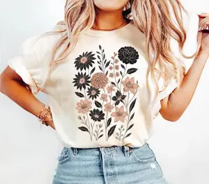 Vintage Pressed Flowers Shirt Botanical Floral Tshirt Boho Cottagecore Tee Wildflowers Floral T Shirt Gift for Gardener