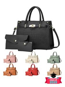 women's fashionable handbag & crossbody bag & wallet, casual versatile large capacity shoulder bag set, trendy all-match bag set for daily use, large purses for women