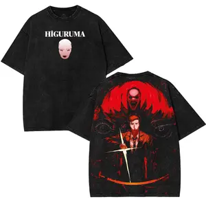 Higuruma "Deadly Sentencing" Jujutsu Kaisen Shirt Vintage Washed Graphic Tee Oversized Anime Manga T-shirt Streetwear Fit Unisex Casual Top Gift for Anime Fans 100% Cotton 230gsm Pre-washed Fabric - Menswear