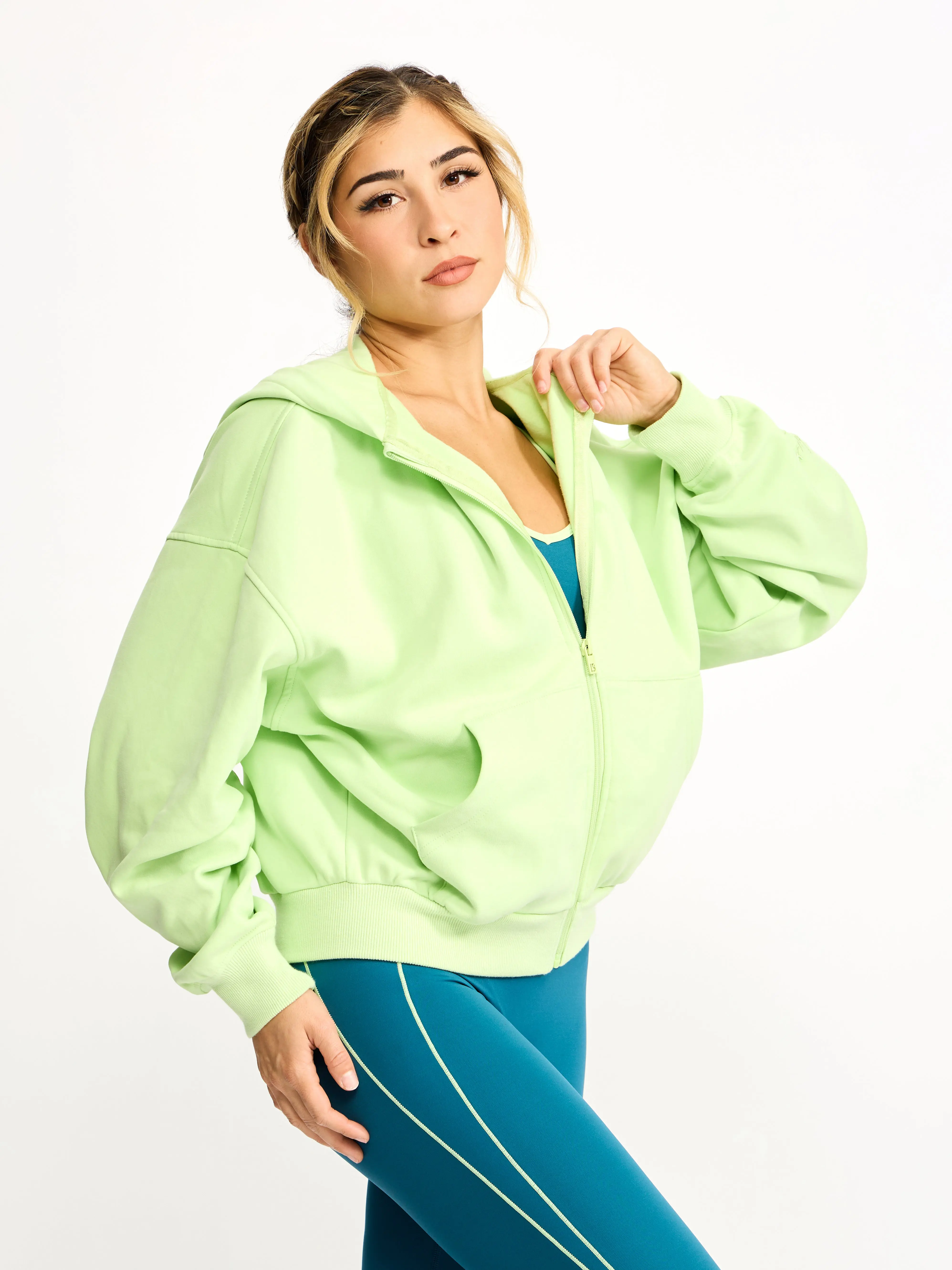 Full Zip Cloud Hoodie - Lima Bean