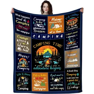 Camping Blanket Gifts for Women Men Camper,Cool Camping Essentials Stuff Throws and Blankets for Camper Outdoor,Best Gifts for Rv Owners Travel Hiking 50"X40"