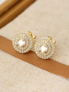 Fashion Hip-Hop Round Rhinestone Ear Cuffs, Luxury Lightweight Full Diamond Earrings, Unisex Clip-On Jewelry, No Piercing Required