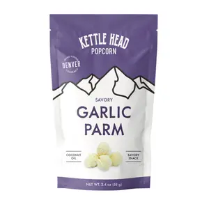 Kettle Head Popcorn Garlic Parmesan, 2.4 oz – Gourmet Savory Popcorn Snack, Bold Garlic Parm Flavor, Small Batch Popped Corn