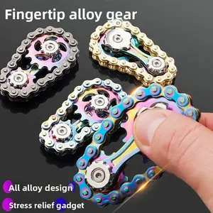Colorful Full Alloy Wheel Gear Chain Fidget Spinner Toy for Adults, Stress Relief Finger Gyroscope, Relaxing Hand Exercise Tool