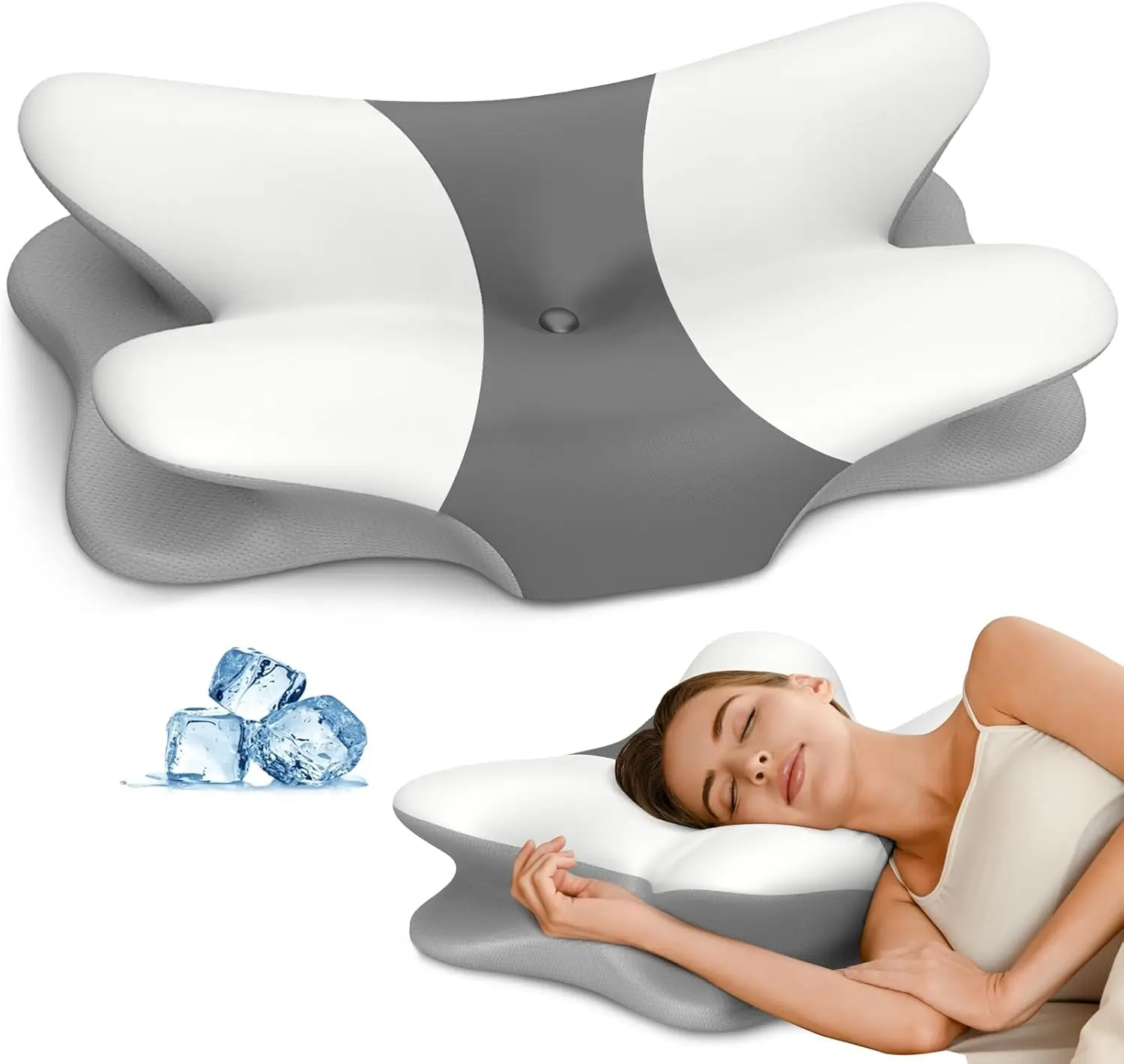 Cervical Neck Pillow for Pain Relief, Ergonomic Memory Foam Contour Pillow for Sleeping, Neck Support Pillow for Side, Back & Stomach Sleepers