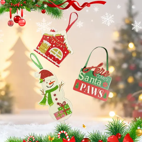 3 Pacs  Christmas ornament set, including a Christmas snowman and "Merry Christmas" and "Welcome" signs, is ideal for home, door, window, and wall decoration, as well as party supplies.