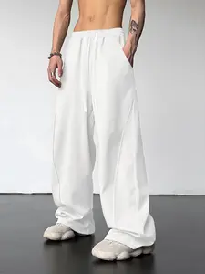 Men's Draped Wide-Leg Sweatpants with Drawstring Loose Fit Floor-Length Pants for Spring and Autumn Casual Trousers Trendy High Street Long Pants