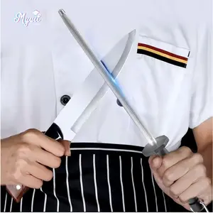 Knife Sharpener Rod Honing Steel 9.5" Chef Knives Sharpening Steels Stick for Kitchen Professional Carbon Steel Knife Sharpener